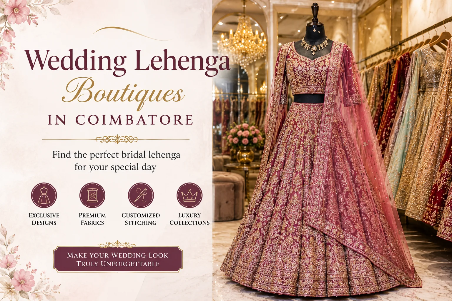Wedding Lehenga Boutiques in Coimbatore – Find Your Dream Bridal Look